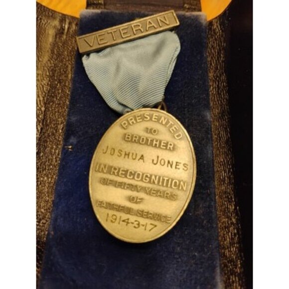 Veteran Medal Grand Lodge Massachusetts 50 Year 1914 Engraved WW1 Joshua Jones - Picture 6 of 16